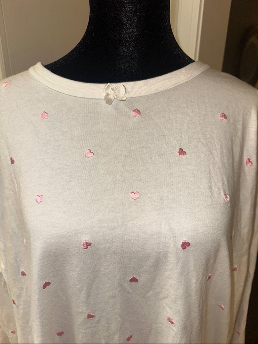 Victoria's Secret White Nightshirt with Pink Heart Print - Picture 2 of 3